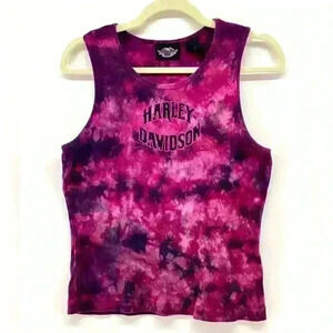 L Harley Davidson Pink Graphic Tank Women A17
